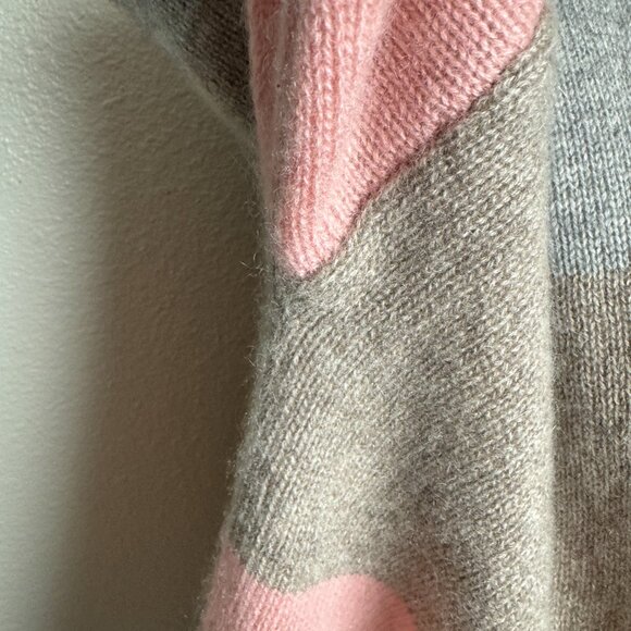 Magaschoni 100% Cashmere Turtleneck Sweater Colorblock Pink Gray - Picture 5 of 11